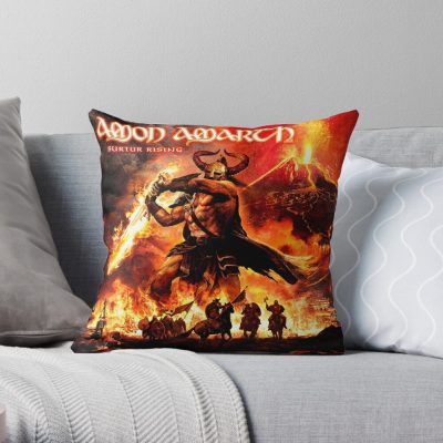 Amon Amarth Surtur Rising Throw Pillow Official Amon Amarth Merch